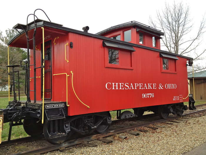 A caboose like the one owned by an individual in the northwest part of Columbus, Ohio. She uses it for vacations, hooking it to various freight trains for a fee.