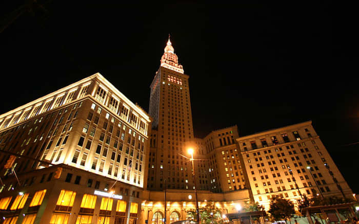 The old Cleveland Union Terminal is now part of a business district downtown called Tower City Center.