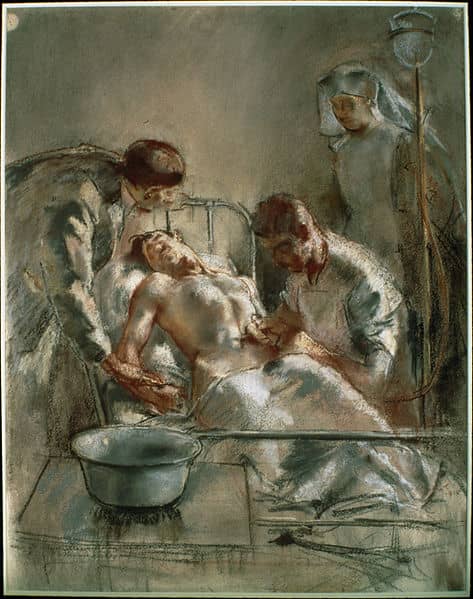 Painting - Saline Infusion: An incident in the British Red Cross Hospital, Arc-en-Barrois, 1915 by Henry Tonks