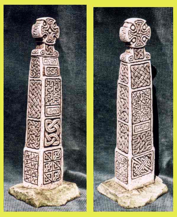 Welsh Pillar Cross. 10th century, located in Cairn Engeli (the Mount of Angels) at a church founded by St, Brynach in the 6th century. Includes Celtic solar designs.