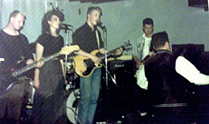 Clark Gable at Raiders in Preston in 1987. Pictured from left are: Eamonn, Jackie, lead vocalist Sean and Johnny.