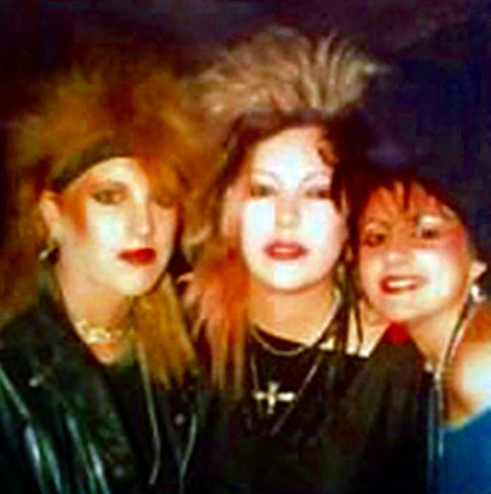 Pictured (from left) are Mitch, me and Sally, all with our hair extensions. Mine were pink and black at the time.