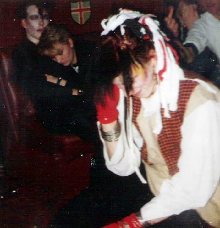 My friend Michael (Dowie) used to have black hair, with all sorts of ribbons and rags intertwined. He used to remind me of Pete Burns of Dead or Alive.