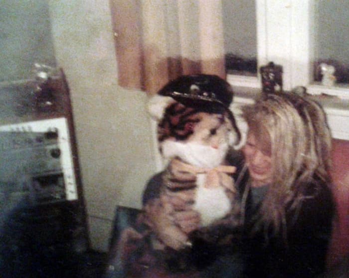 Michael (Dowie) at my house, 1984. My biker hat (mentioned earlier) had been relegated to my toy tiger by this time after someone said I looked like one of Village People when wearing it.