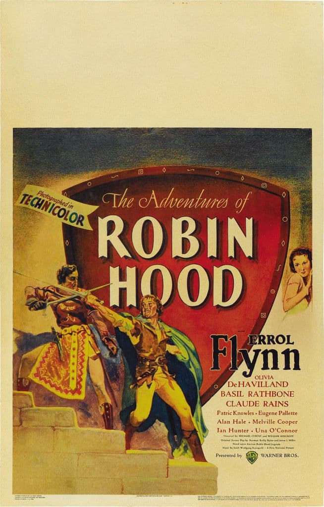 The Adventures of Robin Hood (Warner Brothers Window Card (1938) 14" x 22" Errol Flynn, Olivia de Havilland