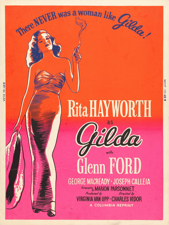 Gilda (Columbia, R-1959) Day-Glo Color Poster (30" X 40") Rita Hayworth, Glenn Ford