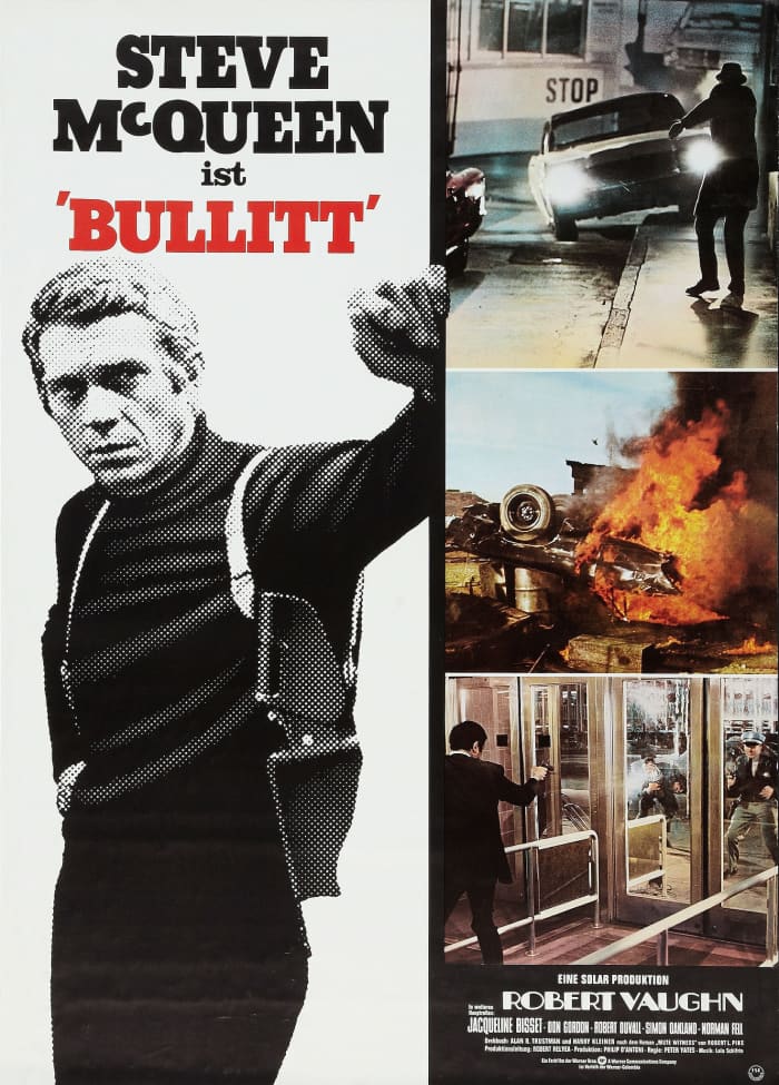 Bullitt (Warner Brothers, R-1974) German A1 (23" X 33") Steve McQueen, Robert Vaughn, Jacqueline Bisset
