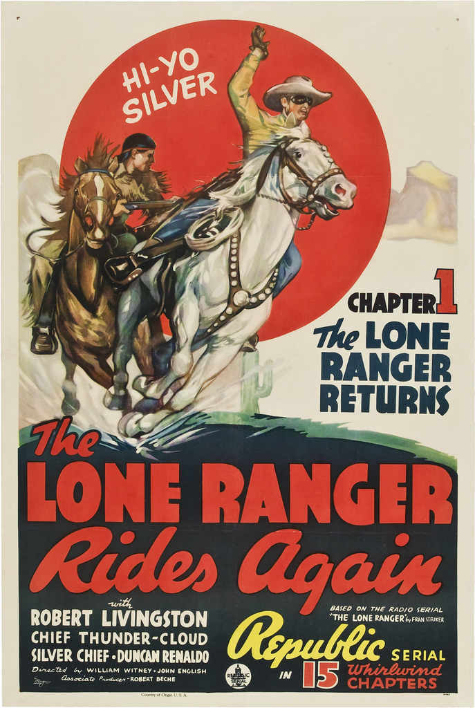 "The Lone Ranger Rides Again" Republic, . One Sheet, Chapter 1 (1939) 27" X 41" Robert Livingston, Chief Thundercloud