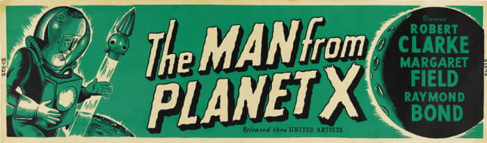 The Man from Planet X (United Artists, 1951) Banner (24" X 82") Robert Clarke, Margaret Field, Raymond Bond