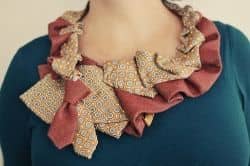 Tricia from Oh So Crafty shares a different take on the pleated scarf made by many others. I really like the combinations of two neckties and the not-so-linear style of pleatng she uses for a lovely ruffled look.