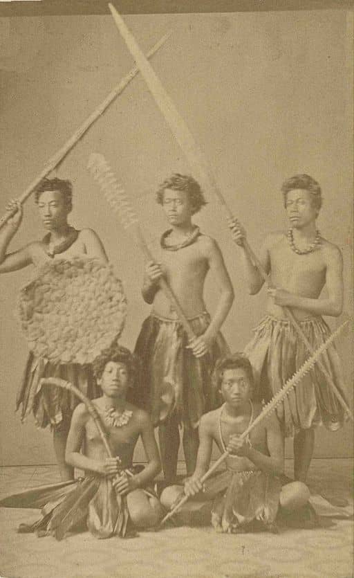 Group of Hawaiian warriors, ca 1860