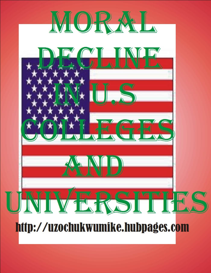 An illustration on moral decay in colleges and universities in United States of America