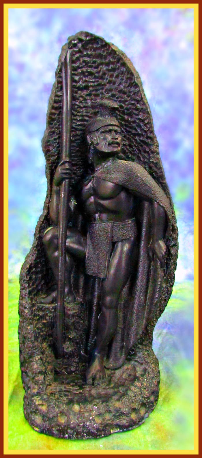 A large vintage Coco Joes King Kamehameha 303 Lava Statue, very well made, and measures a large 10 1/2" tall and 4" in the diameter at base. This would be lovely in a TIKI room or a 1960s retro room design.
