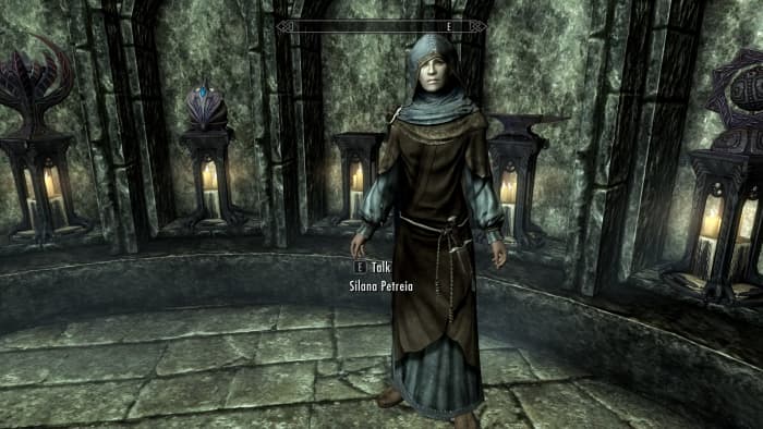 The Skyrim mod Monk Robes Revamp greatly improves the look of the robes worn by Priests, Priestesses and Monks. Picture courtesy of Skyrim Nexus, Bethesda and Zenimax.