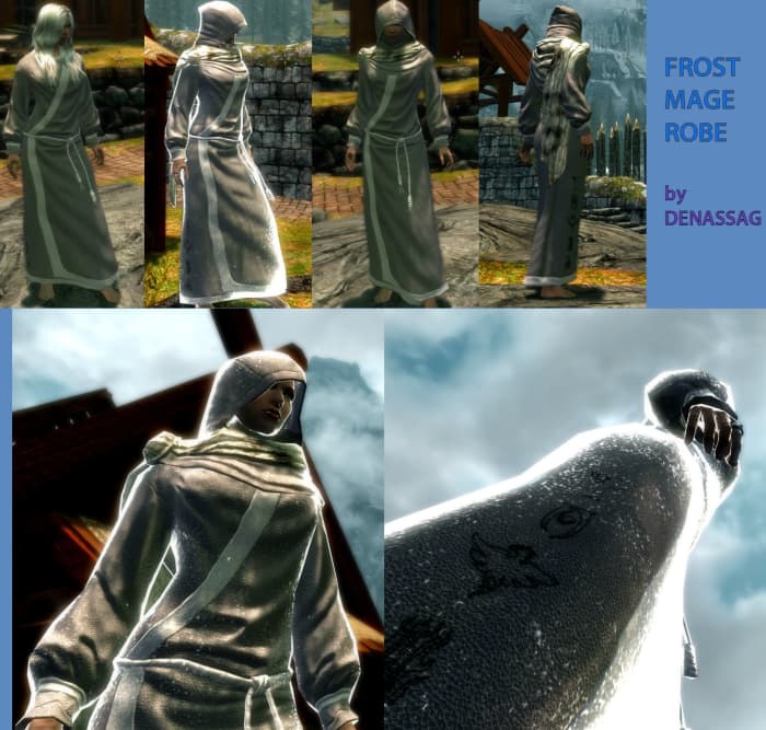 Beautiful Frost Mage robe replacer by DenassaG, an excellent Skyrim clothing mod.