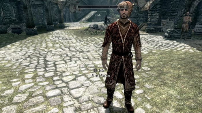 Example of an NPC wearing clothing improved by the Elaborate Textiles mod for Skyrim. Picture courtesy of Skyrim Nexus, Bethesda and Zenimax.