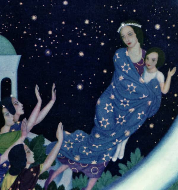 Here we show a portion of '"Good-bye, Astrella! Good-bye, Perdita!" they called' - it is from the suite by Edmund Dulac published in "The Daughters of the Stars" (1939).