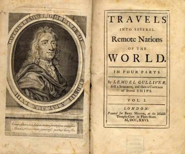 Jonathan Swift's 'Gulliver's Travels', a series of four books that chronicled the foibles of the establishment in late Stuart England in fictional terms.