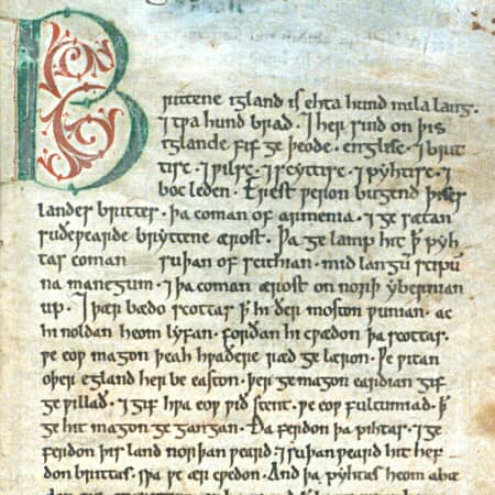 The introductory page to the Anglo-Saxon Chronicle, the grandfather of English writing and thinking