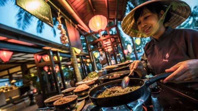 At Four Seasons Resort The Nam Hai, Vietnam, the hotel features traditional Eastern architect and local cuisine