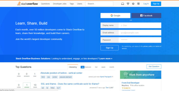 stackoverflow.com: The largest online community for developers to learn and share programming knowledge.