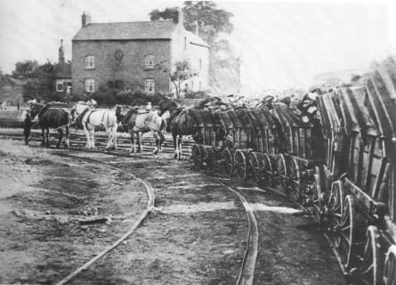 A wagonway like this would be the scene in freight yards, where coal and stone was moved on the line in chaldron wagons