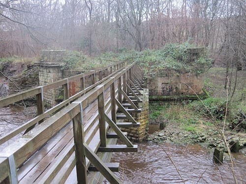 W&PR bridge abutments on the original route from Grosmont to Beck Hole - the route is a National Park walkway and affords some pleasant views. A diversionary route can be taken by the energetic and sure-footed