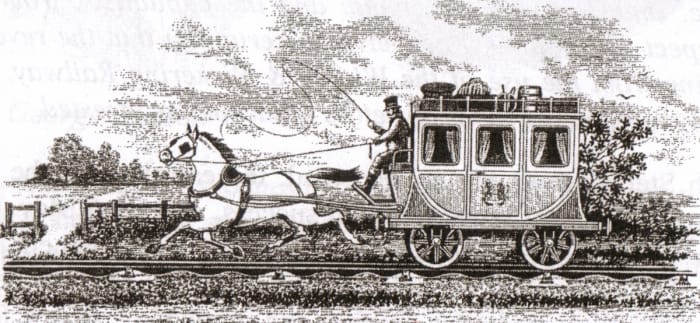 Seen at the Old School Coffee Shop near Grosmont Station, a picture of one of the first/second class horse-drawn carriages