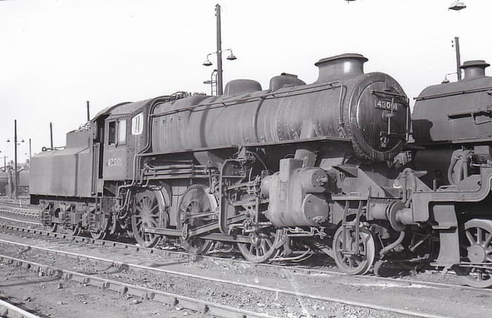 Ivatt LMS design Class 4MT 2-6-0 seen on shed - a number were built by the LNER at North Road works, Darlington, allocated to LNER sheds and British Railways North Eastern Region around three Darlington area sheds (51A, 51C, 51E)