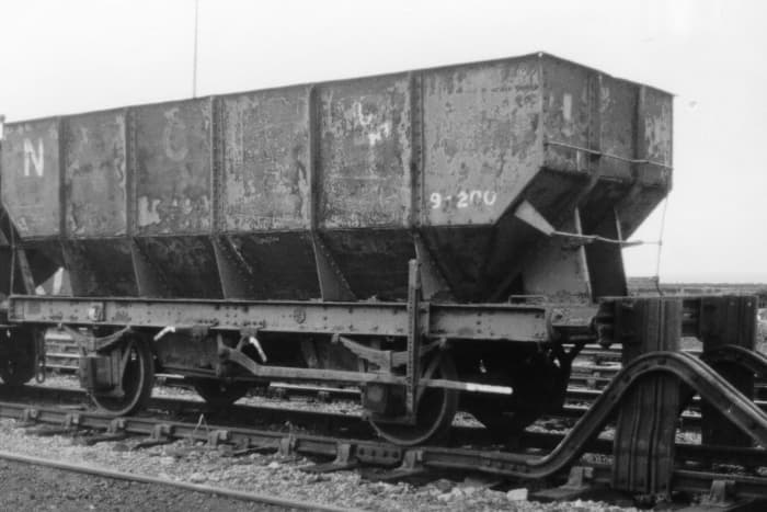 LNER 21 ton steel hopper, introduced from 1936 for conveyance of coal from colliery to riverside or harbour staiths along Northumberland and County Durham coast - transported by rail to London during WWII