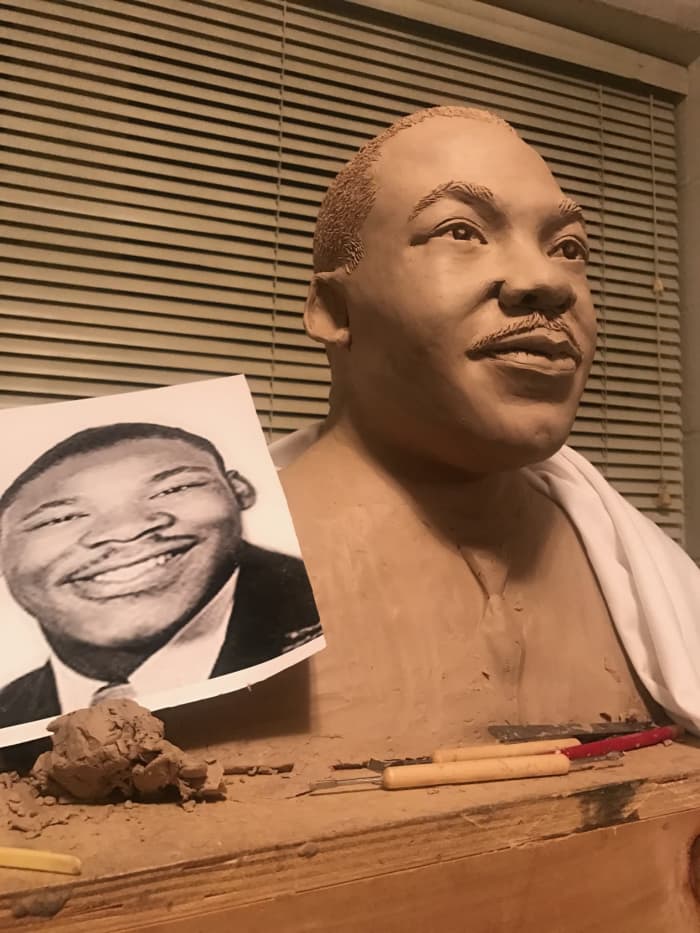 The bust of a young Martin Luther King, Jr. when he was pastor of the Dexter Avenue King Memorial Baptist Church in Montgomery, AL.