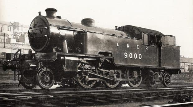 Class L1 2-6-4 tank locomotive no. 9000 retored to original livery - seen here at Gateshead near Newcastle-upon-Tyne
