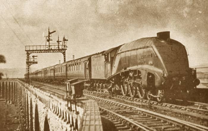 Another icon, streamlined Class A4 ('Streak') No.5 'Capercaillie'. Several were initially named after birds, some were re-named. This one in September, 1942 as 'Charles H Newton', and again in June, 1943 changed to 'Sir Charles Newton'