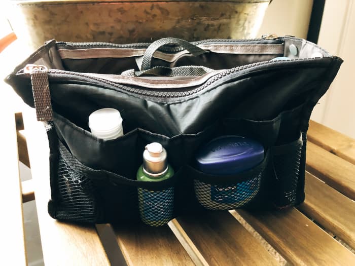 Toiletries bag is very crucial to me. Since it has many compartments, I can put the bathroom items inside. Every time I need to go to the bathroom I will bring this bag with me.