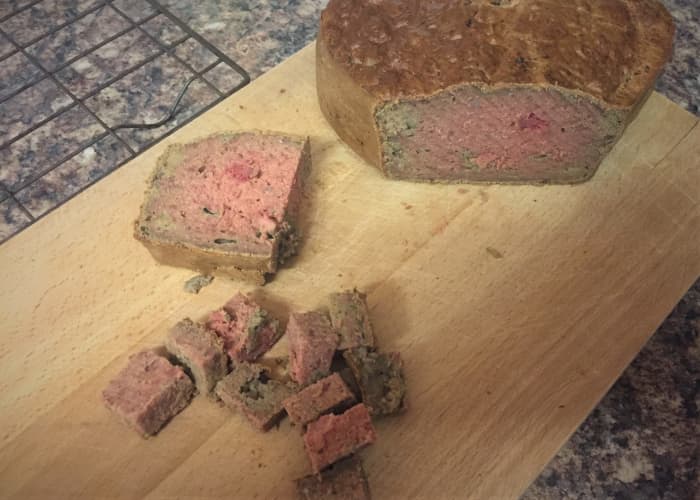 Don't worry if the cake has a pink hue when cooked, this is because of the amount of liver used.