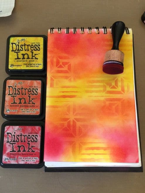 You can use distress inks and oxide inks to create unlimited color combinations in your art journal pages