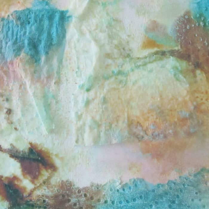 Dryer sheets can create an wonderful textures background to your art pages. You glue the dyer wipes onto the page with white glue or Modge Podge. Then when dry, you paint over the page