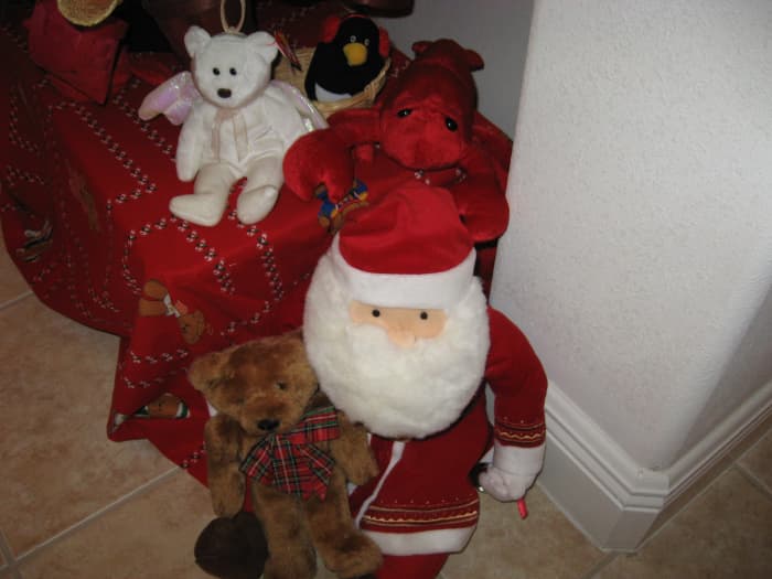 Every year, I put out the Beanie Baby bear with angel wings as a tribute to my sister. She collected these bears and also angels so this one is really special to me.