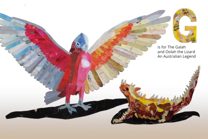 Finished collage as it appears in The FairyTale Alphabet Book, FairyTales and Folk Tales from Around the World