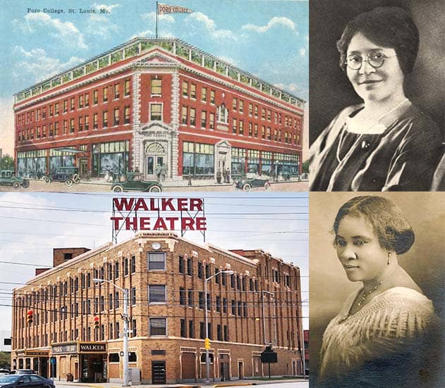 The Poro College Building was built in 1918 by Annie Malone. The Walker Legacy Center (Theater) was built in 1927, 8 years after Walker’s death in 1919.