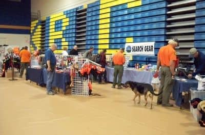 Vendors set up their wares around the gym, from technical rescue and K-9 equipment to general SAR and survival gear.
