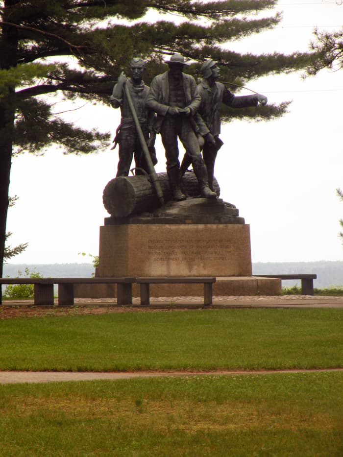 Lumberman's Monument at Manistee National Forest. Visitors can participate in hands-on learning experiences.