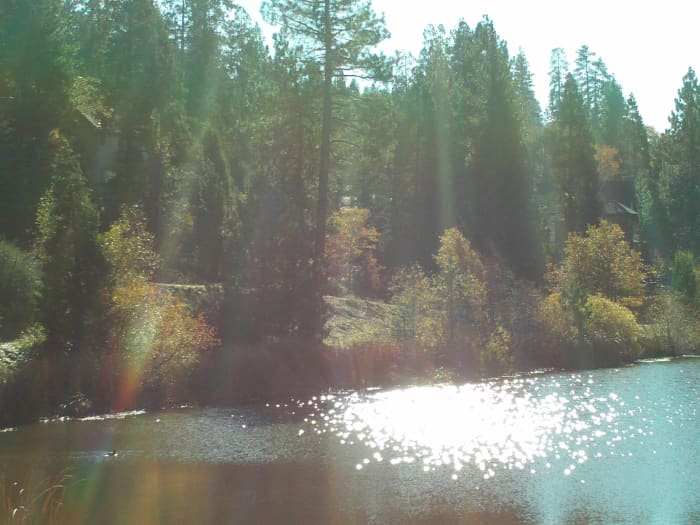People are not allowed to swim in Grass Valley Lake, but you can stroll by and admire its beauty.