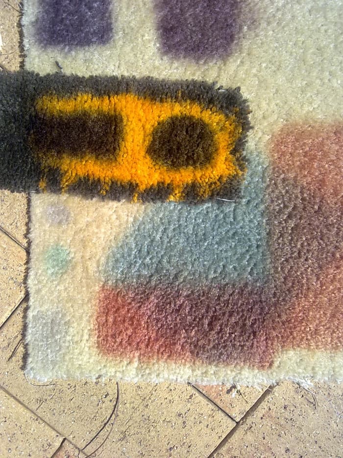 Carpet dyeing tests to get depth & colour right for STRONG Bleach spots Notice the chocolate test pretty well matches except for slightly dark