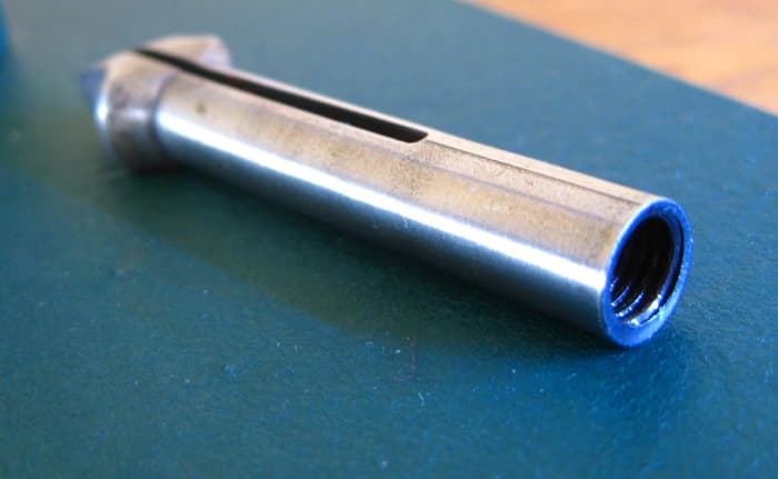 The threaded opening on the back of each jaw allows the jay to be screwed on or off of the draw assembly, allowing the parts to be cleaned, or allowing for jaws to be interchanged with different sized jaws.