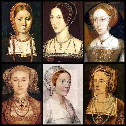 King Henry's six wives. But who was Elizabeths Mother? Starting from top left. Catherine of Aragon. Anne Boleyn. Jane Seymour. Anne of Cleves. Catherine Howard. Katherine Parr.