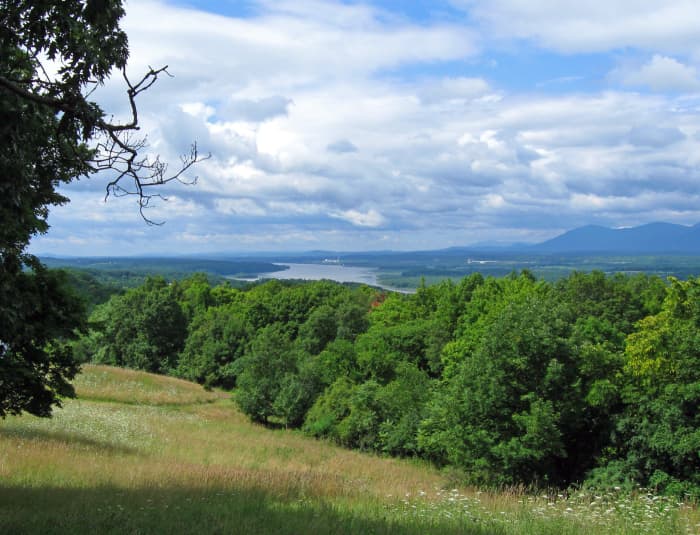 "View of Hudson River and Catskills from Olana, home of Hudson River School artist Frederick Church" . . .