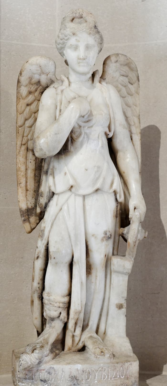 Pheidias's statue of Nemesis, circa 490 BC, now on display at the Louvre in Paris, France