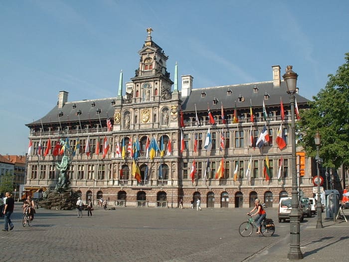Antwerp City Hall (1564), the Netherlands. "Antwerp Mannerism" style. Notice the Dutch gables