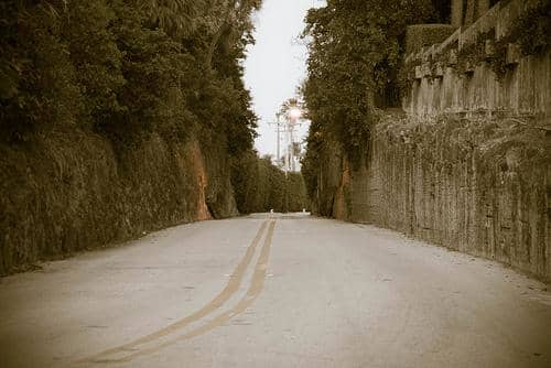 Country Club Rd., the spooky location of the Witch's Wall in Palm Beach, Florida